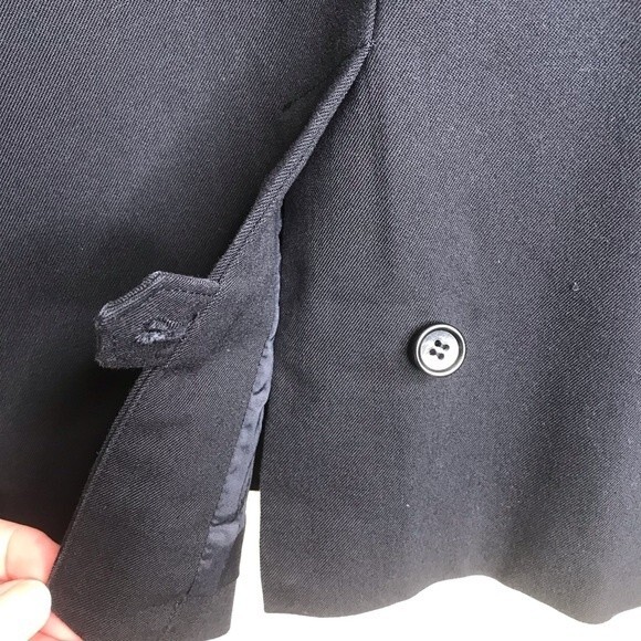 Ann Taylor Black Blazer Jacket Storm Flap Back Pleat Button Vent Women's Size 10 - Picture 6 of 15